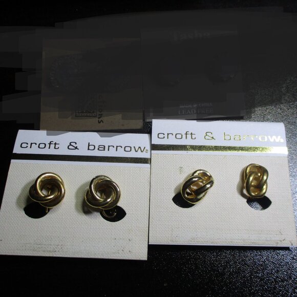 Bogo - Croft & Barrow Clip Earrings NEW vintage with a drawstring gift bag - Picture 1 of 4